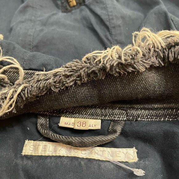 Stella McCartney Distressed Destroyed Denim Raw Seam Bomber Jacket Size 38 - Picture 8 of 9